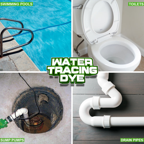 Water Tracing Dye - Fluorescent Green, Leak Detection, Sewer Tracing Dye,  Halloween Props, High Visibility, UV Reactive