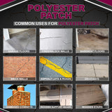 Polyester Concrete Patching System - Rapid Hardening Polyester Mortar Mix, 100% Solids, 2 Part Mortar Patching Repair Kit for Concrete, Metal, Wood & More