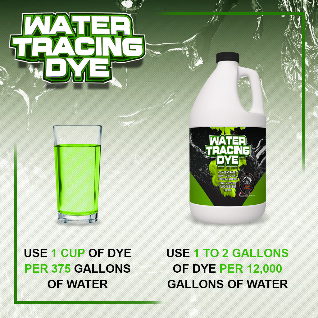 Water Tracing Dye - Fluorescent Green, Leak Detection, Sewer Tracing Dye,  Halloween Props, High Visibility, UV Reactive