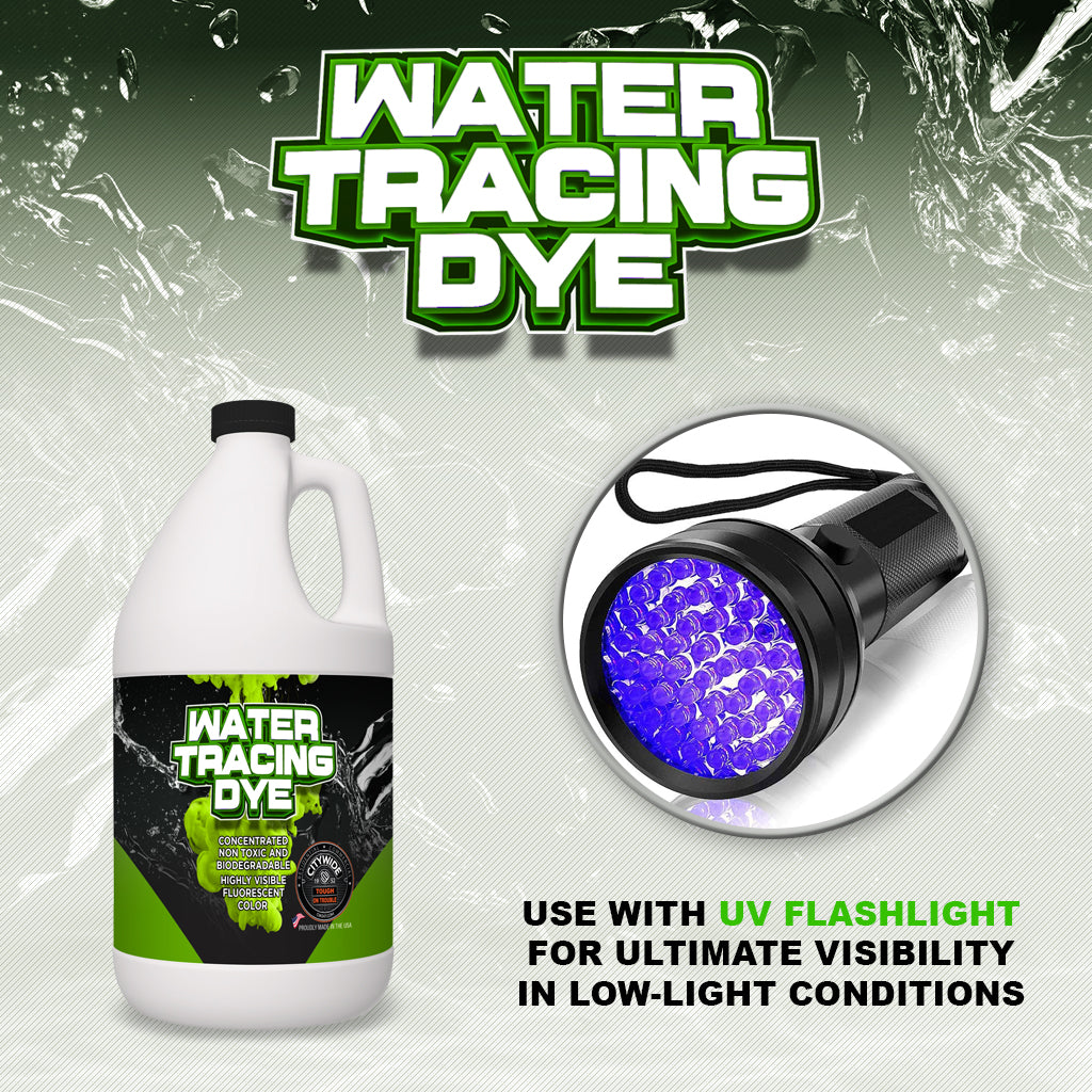 Water Tracing Dye - Fluorescent Green, Leak Detection, Sewer Tracing Dye,  Halloween Props, High Visibility, UV Reactive